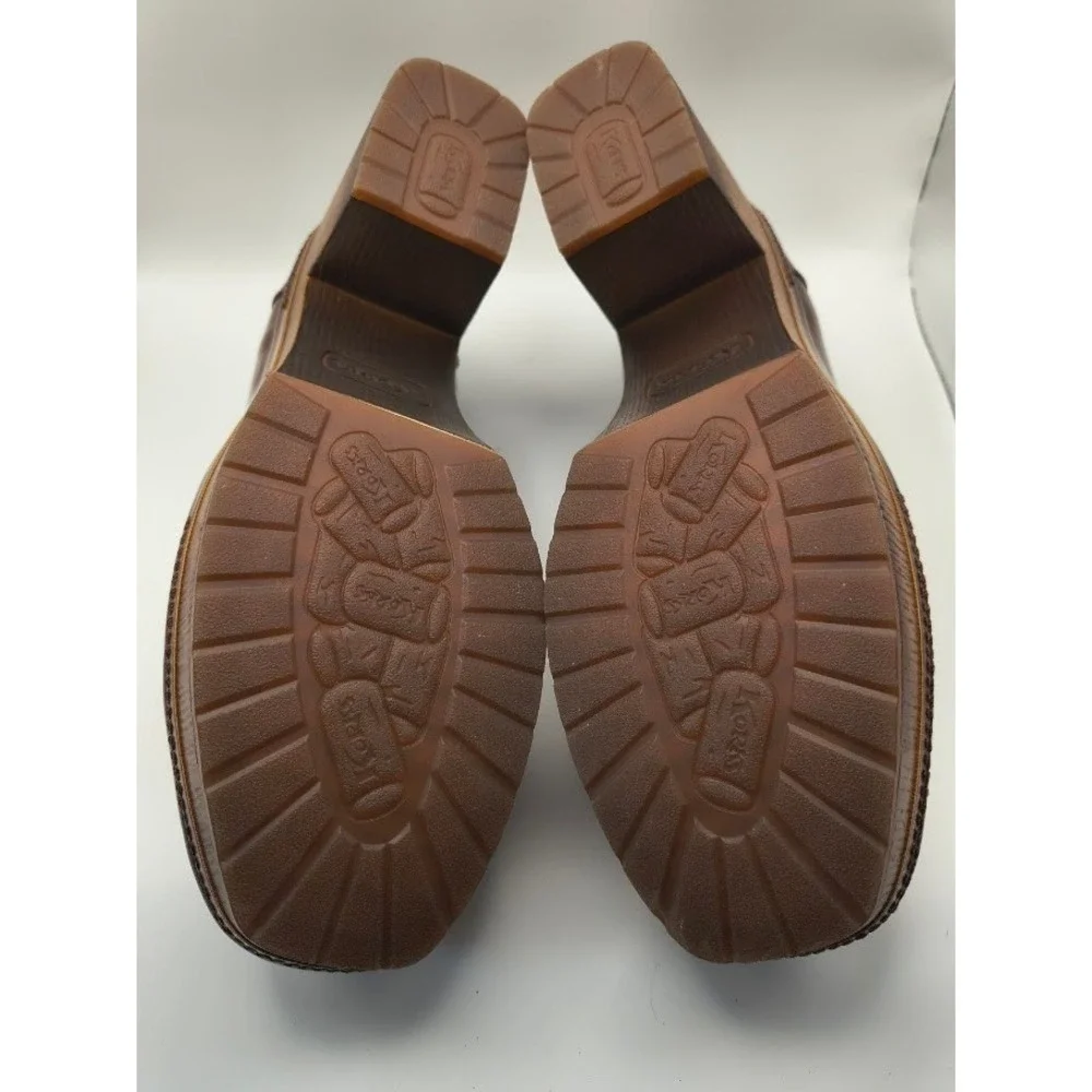 Korks Platform Loafers Womens 10M Brown Block Heel Penny Retro 90s Chunky‎ Shoes